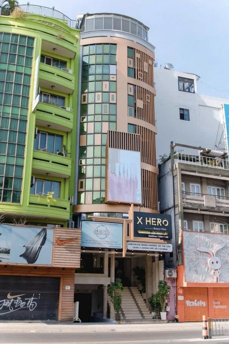 Bán tòa nhà 2 mặt tiền đường Hai Bà Trưng, diện tích: 7x27m (nở hậu 14m) hầm 6 t